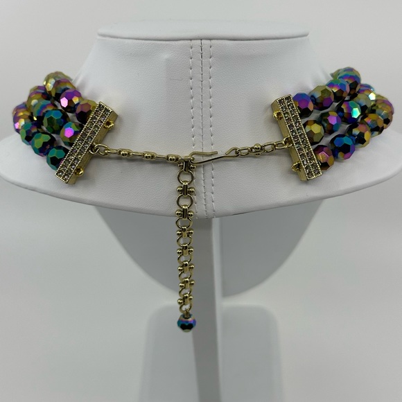 Heidi Daus Purple Rhinestone Triple Layer AB Necklace Clip On Earring Set - Picture 6 of 11